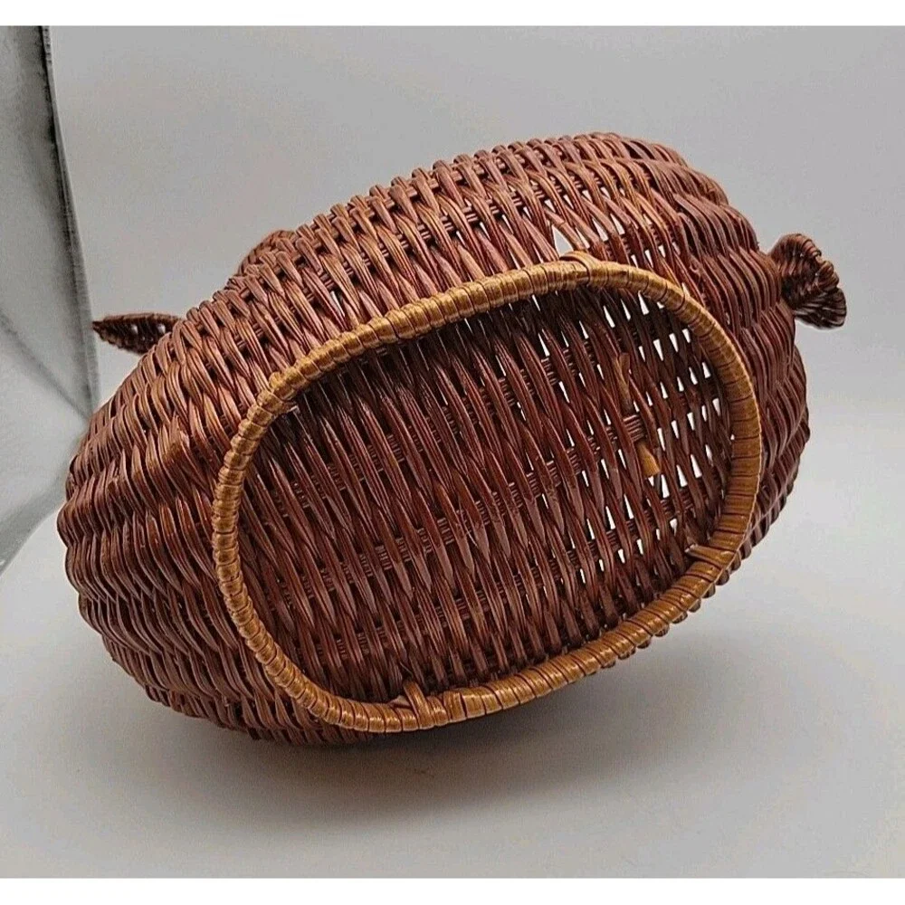 Wicker Christmas Holiday Reindeer Decorative Basket Home Decor Rattan Santa